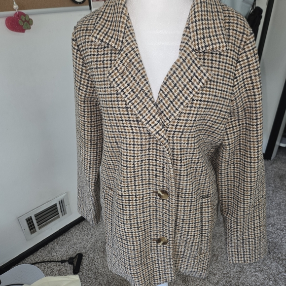 Old Navy Women's Brown Plaid Blazer - Picture 1 of 5